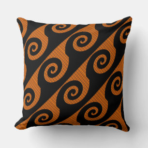 Black & Orange Swirl Pattern Throw Pillow