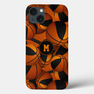 Black orange team colours basketball sports patter iPhone 13 case