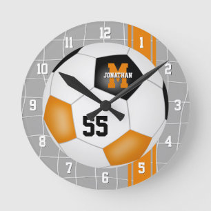 black orange team colours varsity stripes soccer round clock