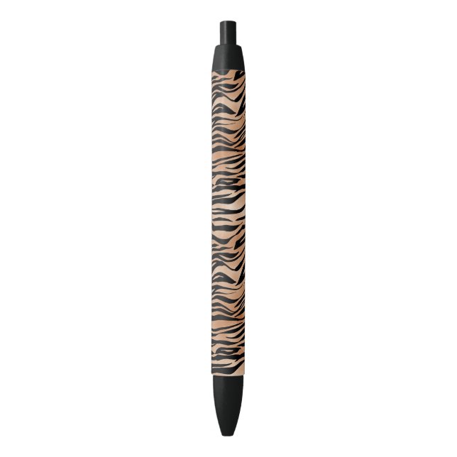 Black Orange Tiger Print Black Ink Pen (Front Vertical)