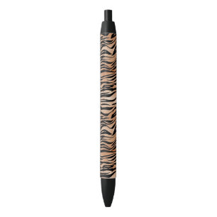 Black Orange Tiger Print Ink Pen