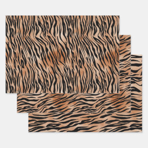 Black Orange Tiger Print Wrapping Paper Sheet
