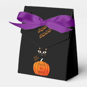 Black Orange Trick or Treat Cat Pumpkin Halloween Favour Box