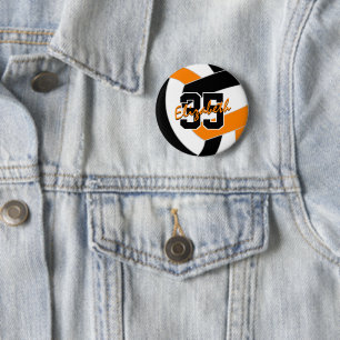 black orange volleyball team colours 6 cm round badge