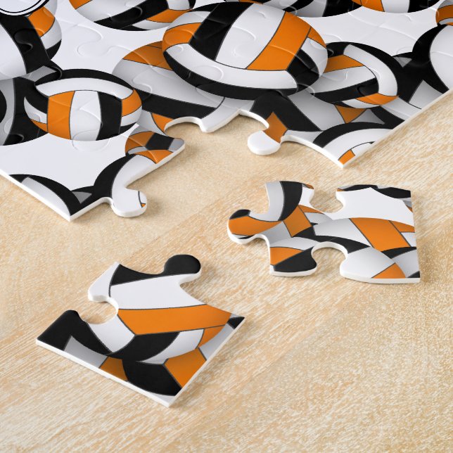 black orange volleyball team colours kid's name jigsaw puzzle (Side)