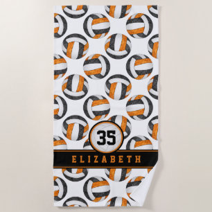 black orange volleyball team colours sporty girls beach towel