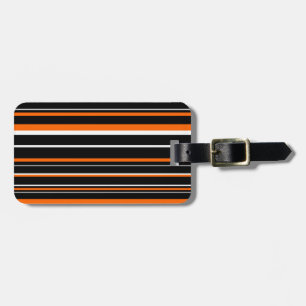 Black, Orange, White Barcode Stripe Luggage Tag