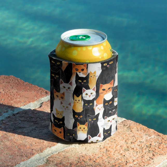 Black Orange White Cats Can Cooler (In Situ Pool)