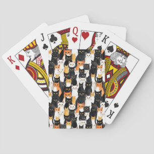 Black Orange White Cats Playing Cards