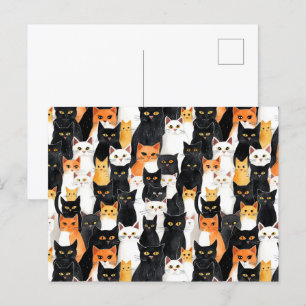 Black Orange White Cats Postcard