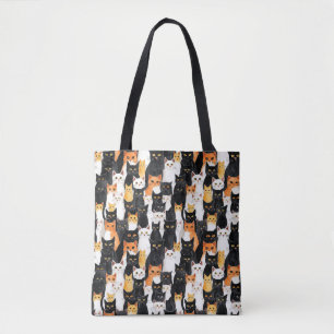 Black Orange White Cats Tote Bag