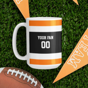 Black, Orange & White Football Team Personalised Coffee Mug