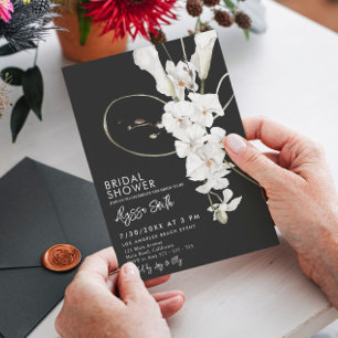Black Orchid Elegant Luxury Modern Bridal Shower Invitation