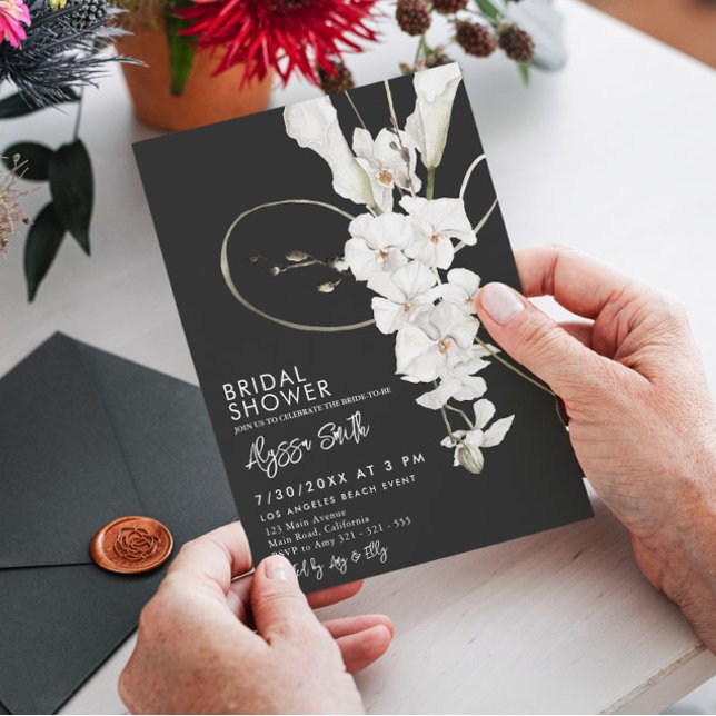 Black Orchid Elegant Luxury Modern Bridal Shower Invitation (Creator Uploaded)