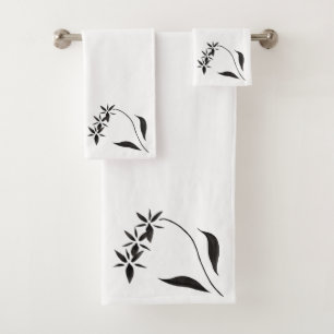 Black Orchid Flower Art Bath Towel Set