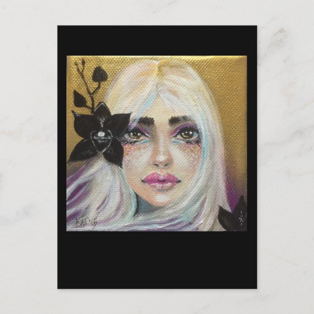 Black Orchid Girl, Original Art Postcard (Front)