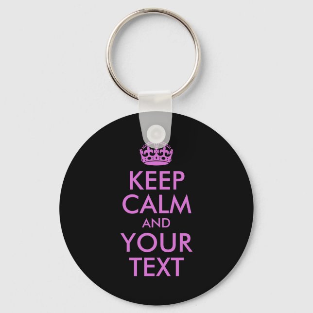 Black Orchid Keep Calm and Your Text Key Ring (Front)