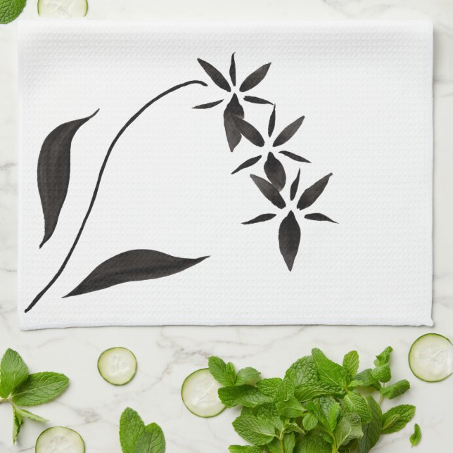 Black Orchid Kitchen Towel (Folded)