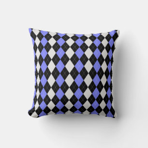 Black & ORCHID PURPLE Diamonds ARGYLE Pattern Cushion