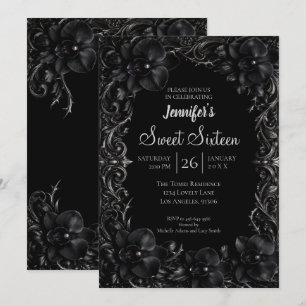 Black Orchids Gothic Sweet 16 Invitation