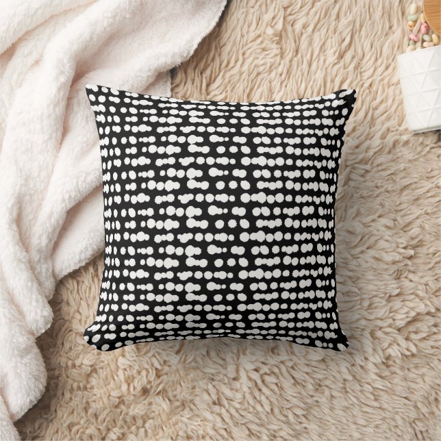 Black Organic Dots Markmaking Pattern Cushion (Blanket)