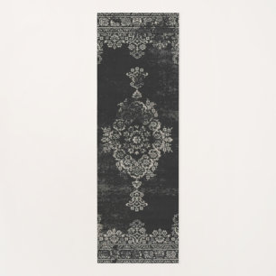 black oriental pattern yoga mat