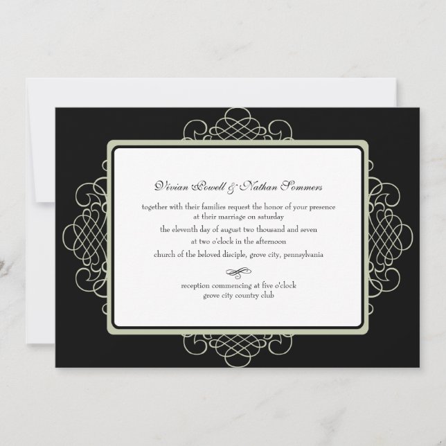 Black Ornament Invitation (Front)