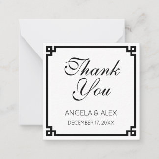 Black Ornamental Greek Key Thank You Card