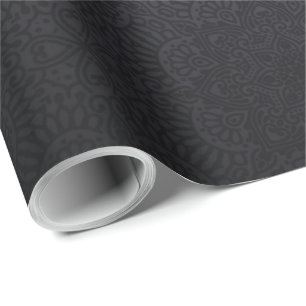 Black ornamental mandala wrapping paper