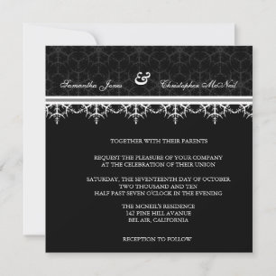 Black Ornamental Wedding invitation
