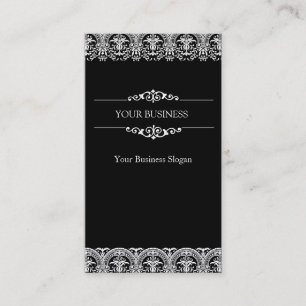 Black Ornate Damask Business Card Template