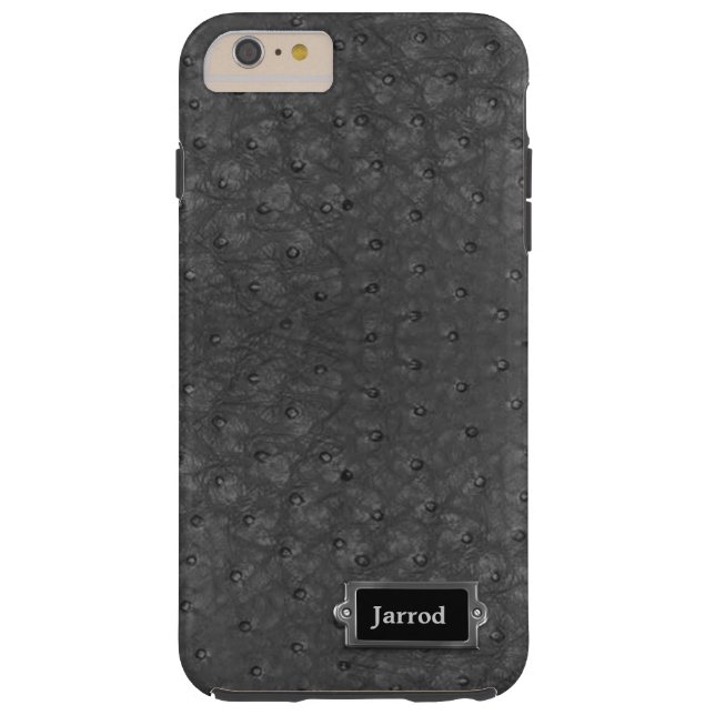 Black Ostrich Leather Look iPhone 6 Plus Case (Back)