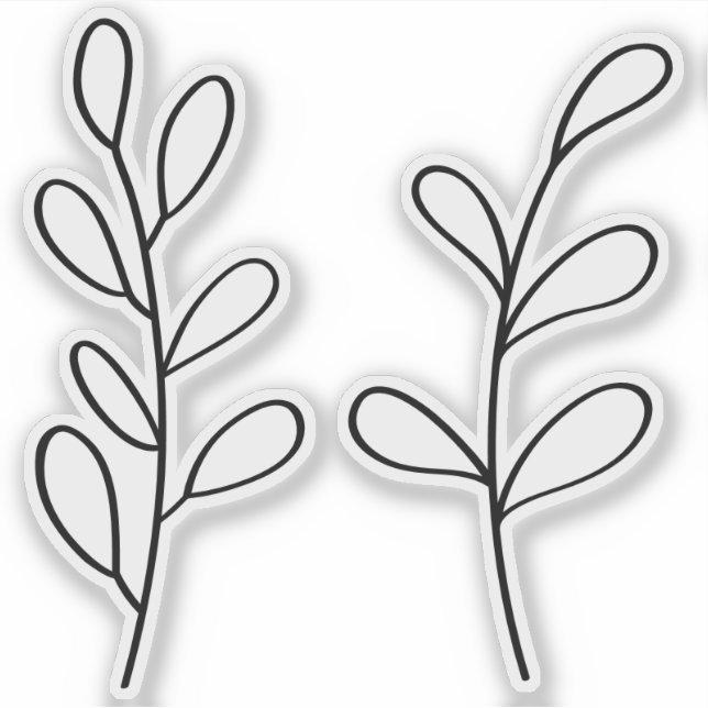 Black Outline Leaves, Two Custom Cut Small (Front)