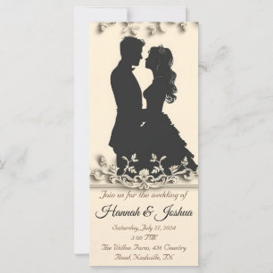 Black outline of a couple wedding invitation