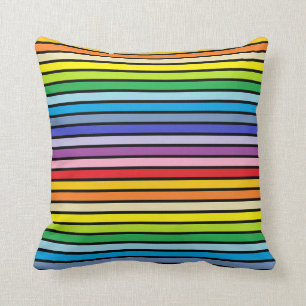Black Outlined Broader Spectrum Rainbow Stripes Cushion