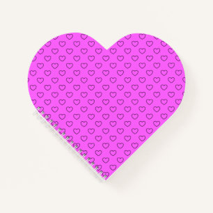 Black Outlined Hearts On Pink Heart-Shaped Notebook