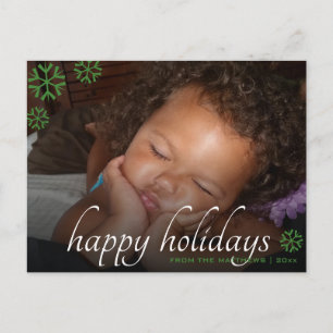Black Overlay Green Happy Holidays Your Photo Postcard
