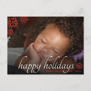 Black Overlay Red Happy Holidays Your Photo Postcard