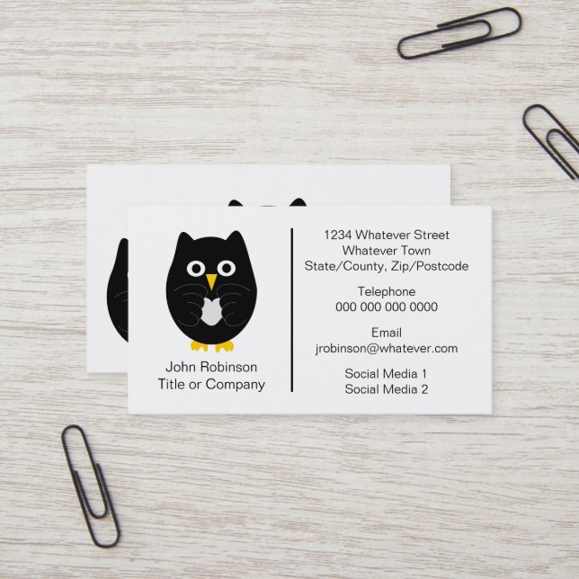 Black Owl Design Business Card (Front/Back In Situ)