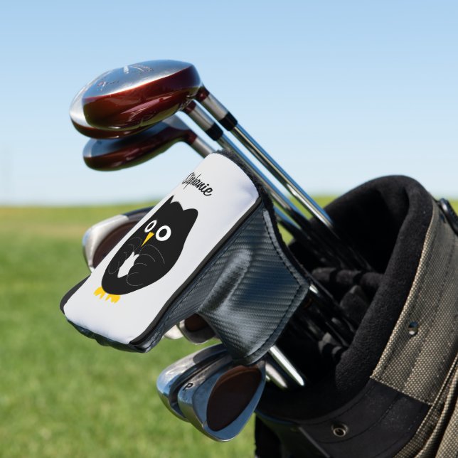 Black Owl Design Golf Head Cover (In Situ)
