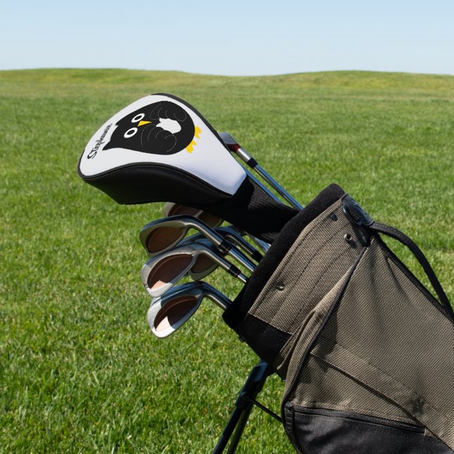 Black Owl Design Golf Head Cover (In Situ)