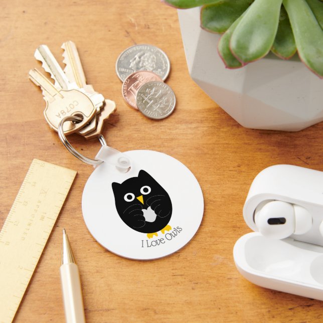 Black Owl Design Key Ring (Desk)