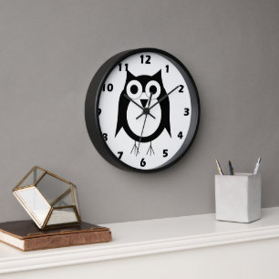 Black Owl Design Wall Clock