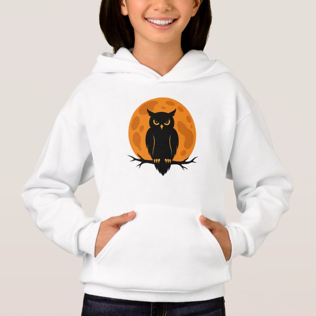 Black Owl & Full Moon Halloween Design (Front)