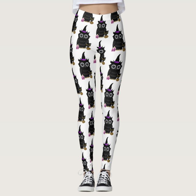 Black Owl Witch Leggings (Front)