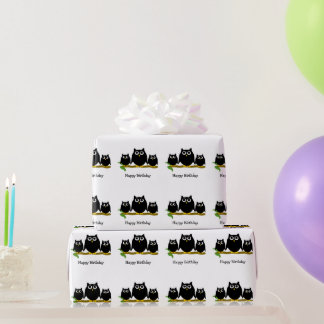 Black Owls Design Birthday Gift Wrapping Paper
