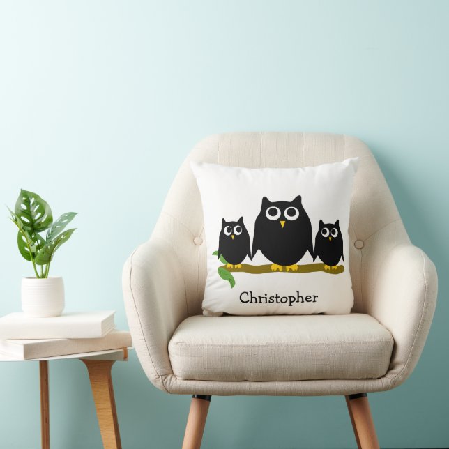 Black Owls Design Personalised Cushion (Chair)