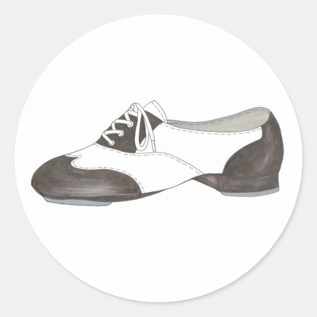 Black Oxford Tap Shoe Dance Teacher Studio Dancer Classic Round Sticker (Front)