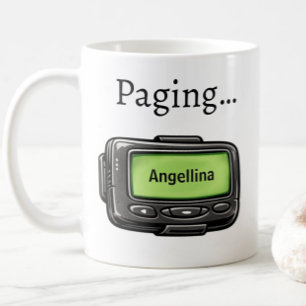 Black Pager Personalised Name Funny Gift Mug