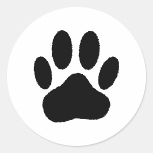 Black Paint Paw Print Classic Round Sticker